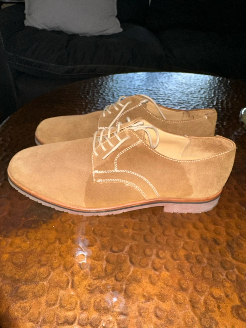 Men's Orvis Tan Suede Derby Shoes - Classic Lace-Up